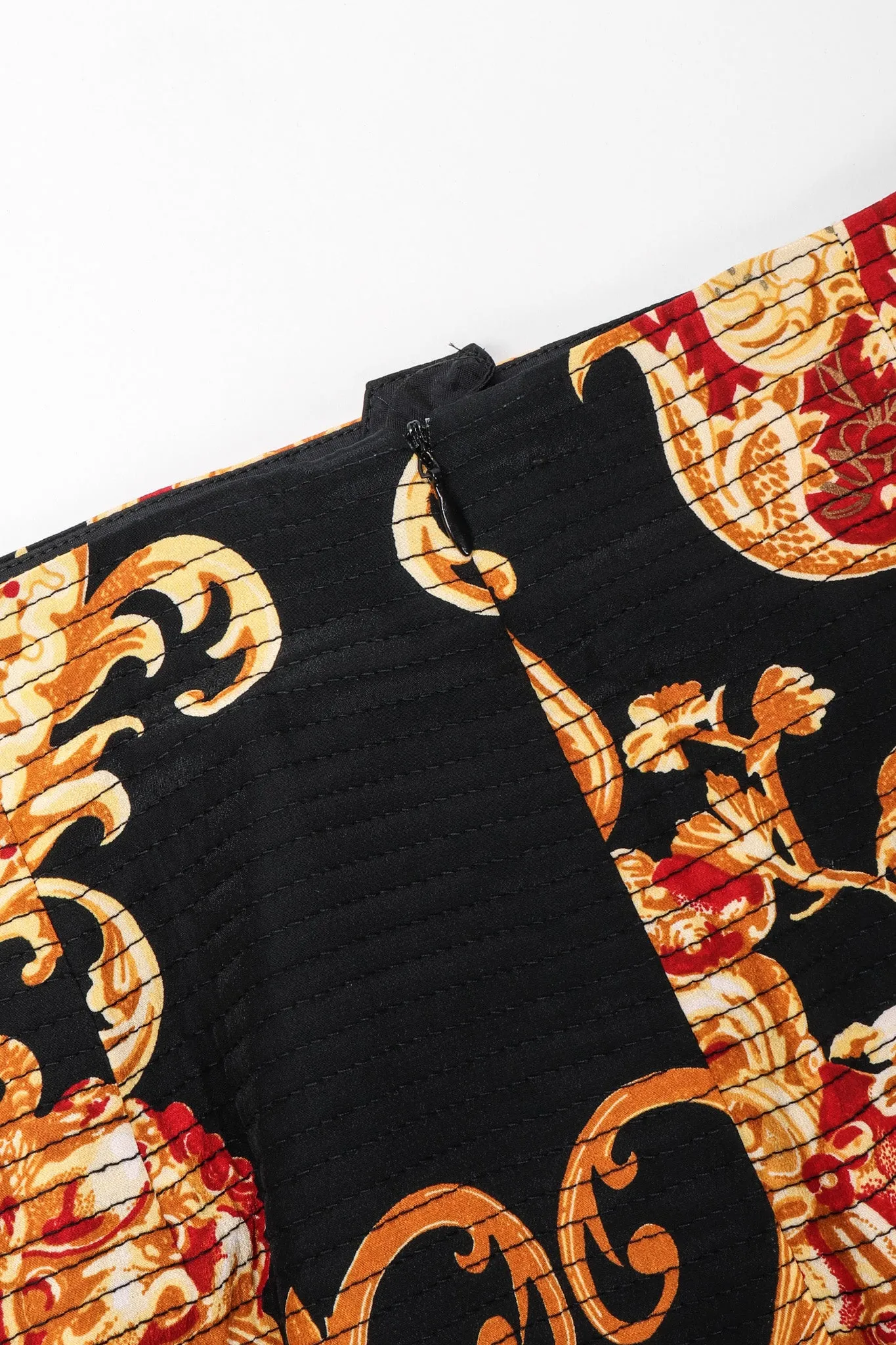 1992 A/W Baroque Chinoiserie Quilted Skirt & Wrap Set