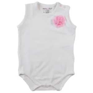 AnnLoren Baby/Toddler Girls Sleeveless One Piece Layering Bodysuit White Onesie
