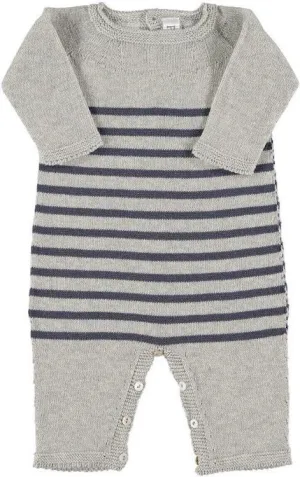 Baby Seam Free Knitted Romper Anthracite stripes