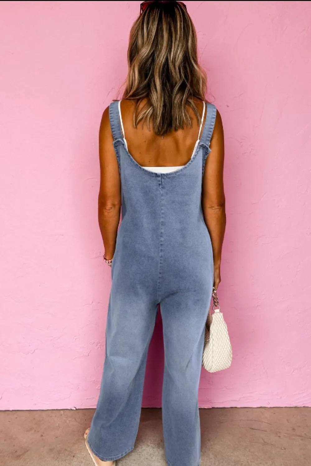 Hazel Blues® |  Wide Strap Denim Overalls with Pockets