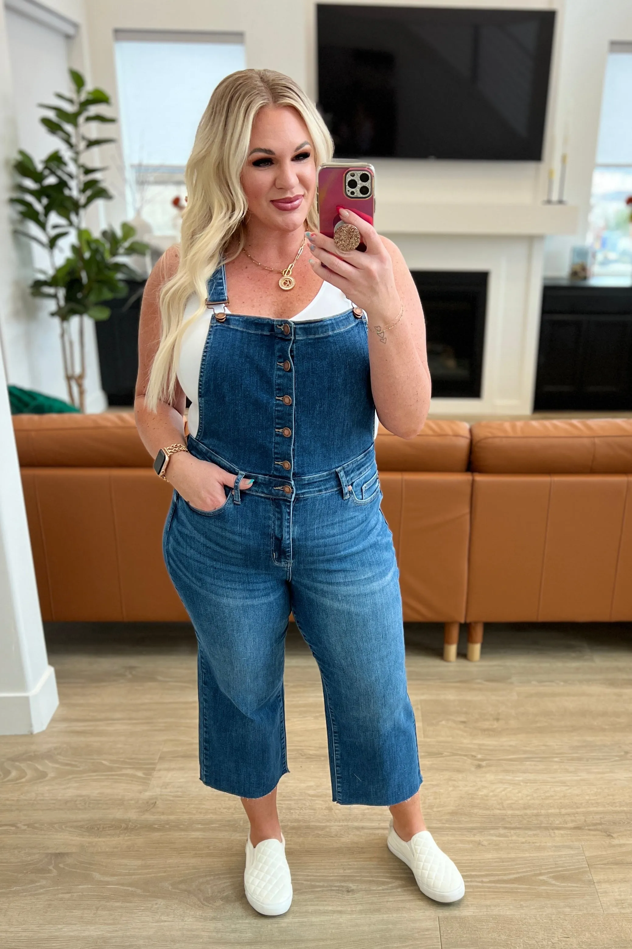 Judy Blue High-Rise Wide Leg Crop Denim Overalls