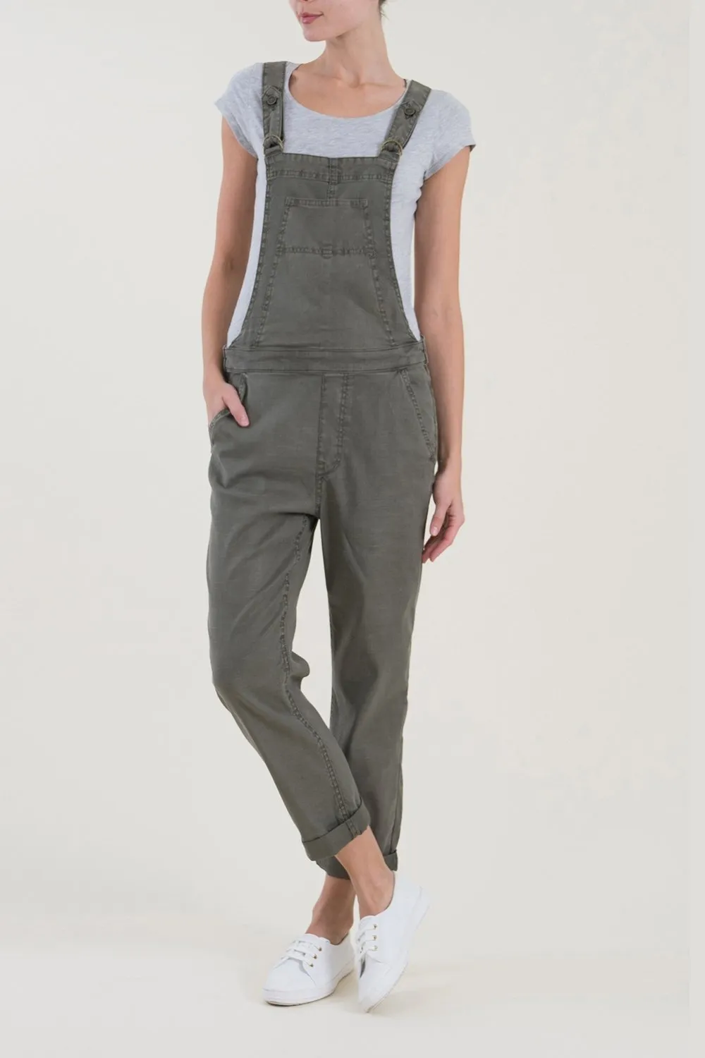 Level 99 Melanie Linen Overalls | Cedar