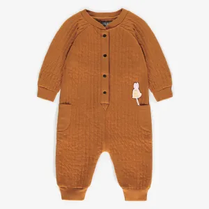 Une-pièce brun en coton matelassé, bébé || Brown bonded cotton one-piece, baby